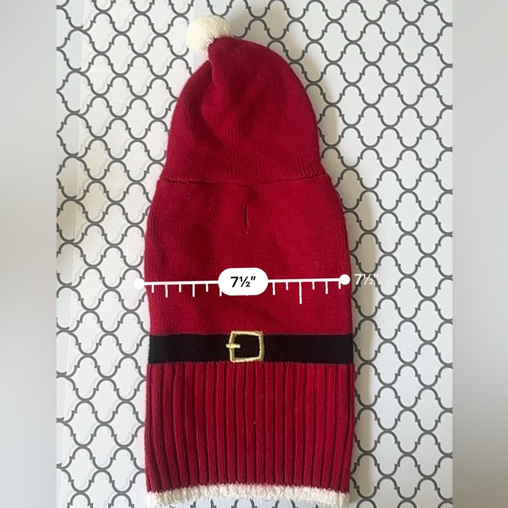 Santa sweater for small dogs.  Black Belt Design